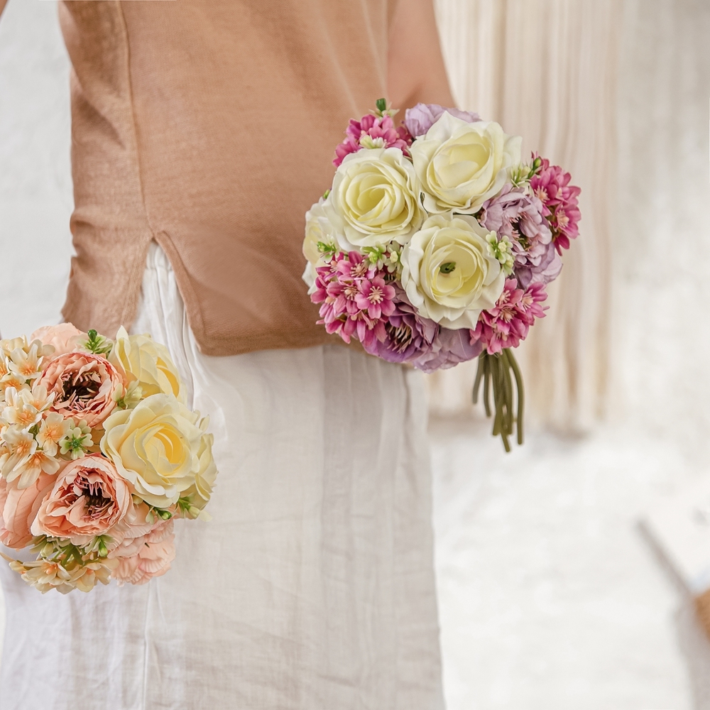 MW83111 China Direct Sale Artificial Flower Bouquet Artificial Rose Lotus Hydrangea For Christmas Picks