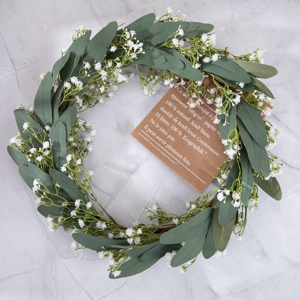 CF01130 New Design Artificial Leafy Gypsophila Flower Wreath for Wedding Home Hotel Decoration