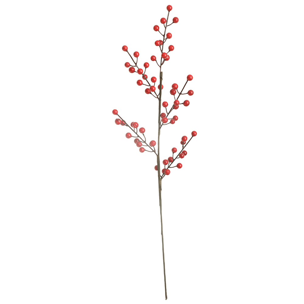 MW36892 Wholesale Artificial Berry Pick H63.5centimeter Christmas Foam Berry Spray Wine Red Berry Picks For Christmas Picks