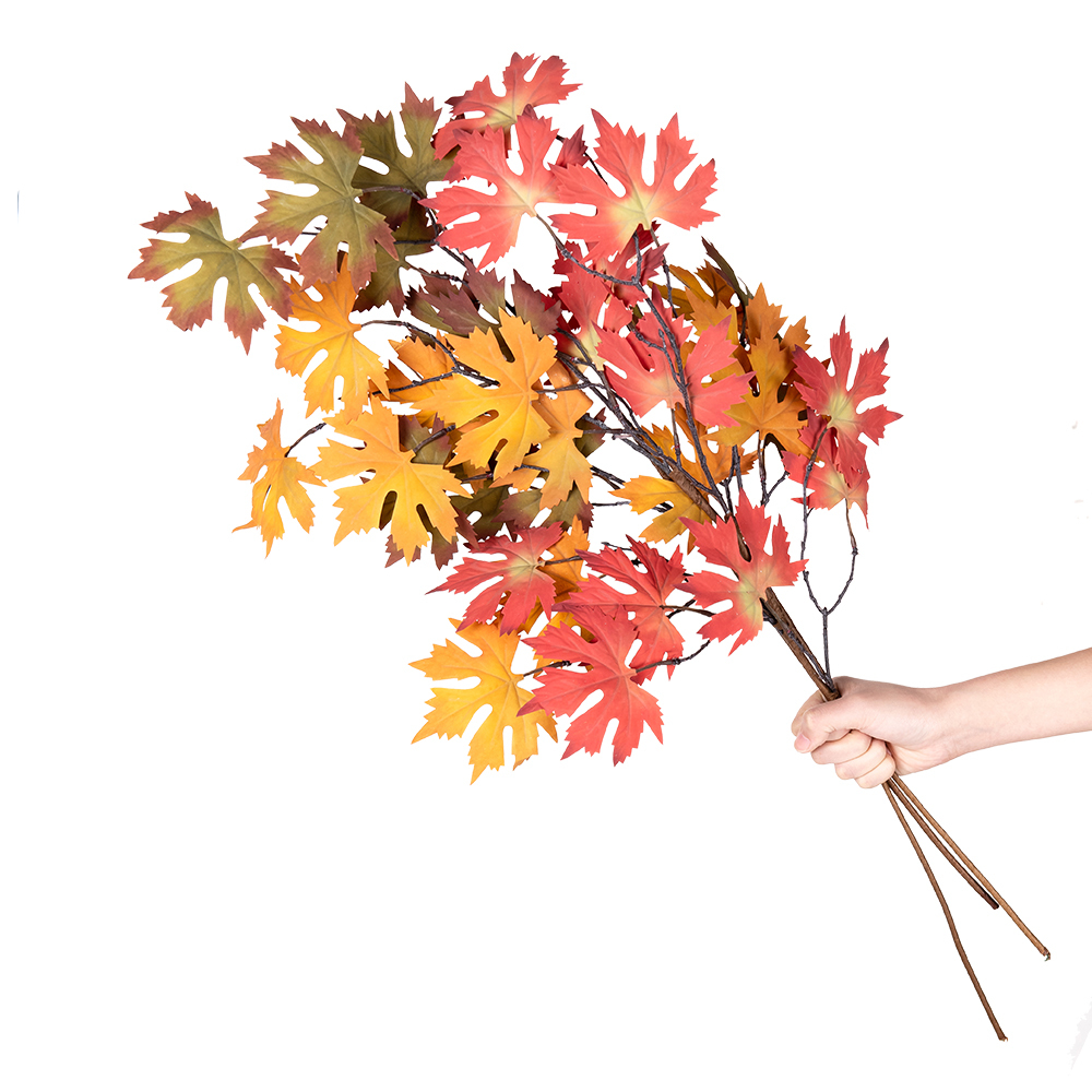 DY1-4184A Factory Direct Sale Artificial Tree Branches And Leaves Fabric Maple Leaf For Silk Flowers