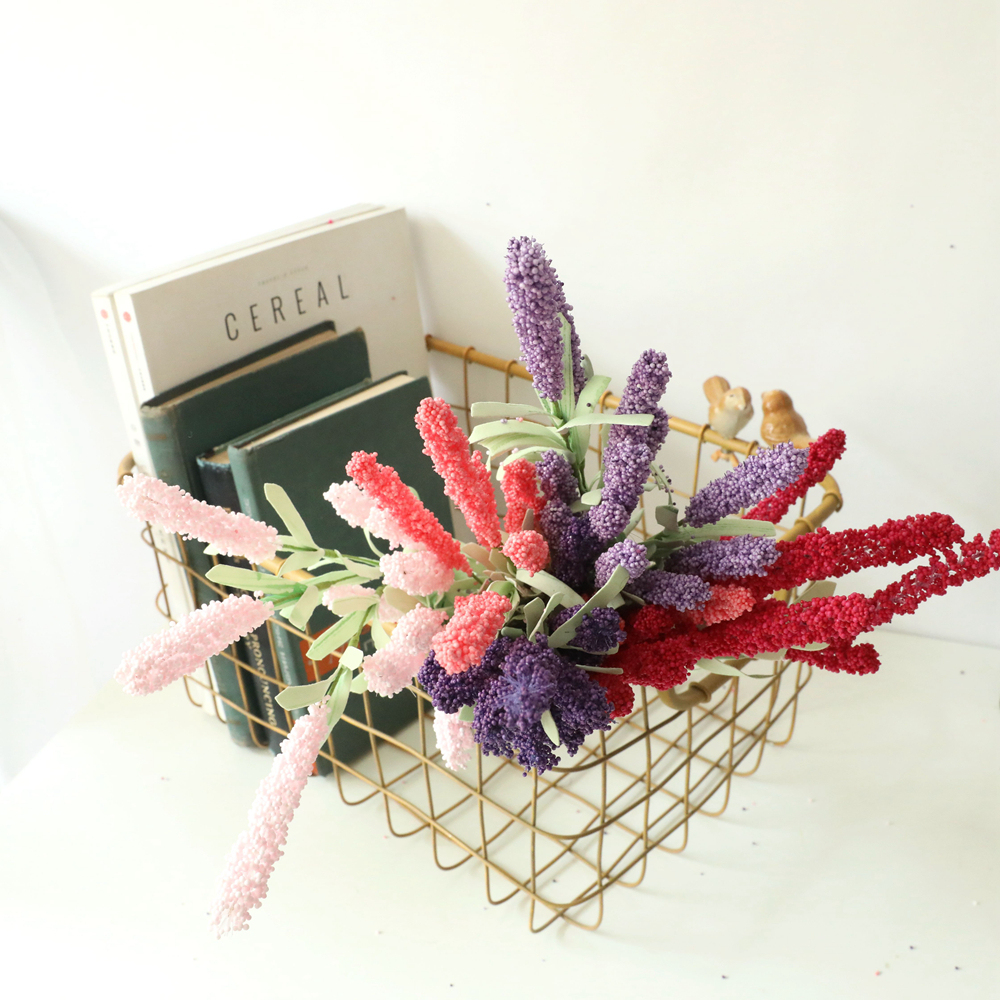 MW09903 High Quality Artificial Flower PE Lavender Single Spray For Silk Flowers