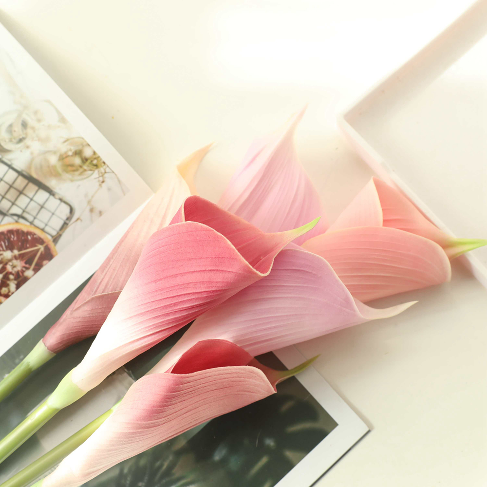 MW01511 Hot Sale Artificial Flower big PU Calla Lily For Flower Wall Backdrop