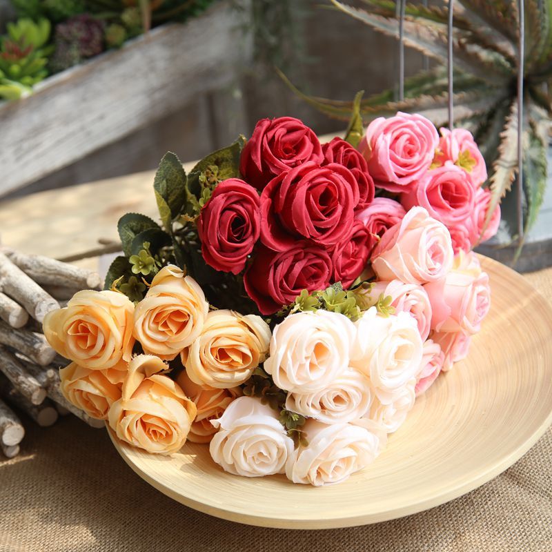 MW46959 Wedding Bridal Bouquet Wholesale Artificial Flower Bundle Simulated Silk Rose Bunch