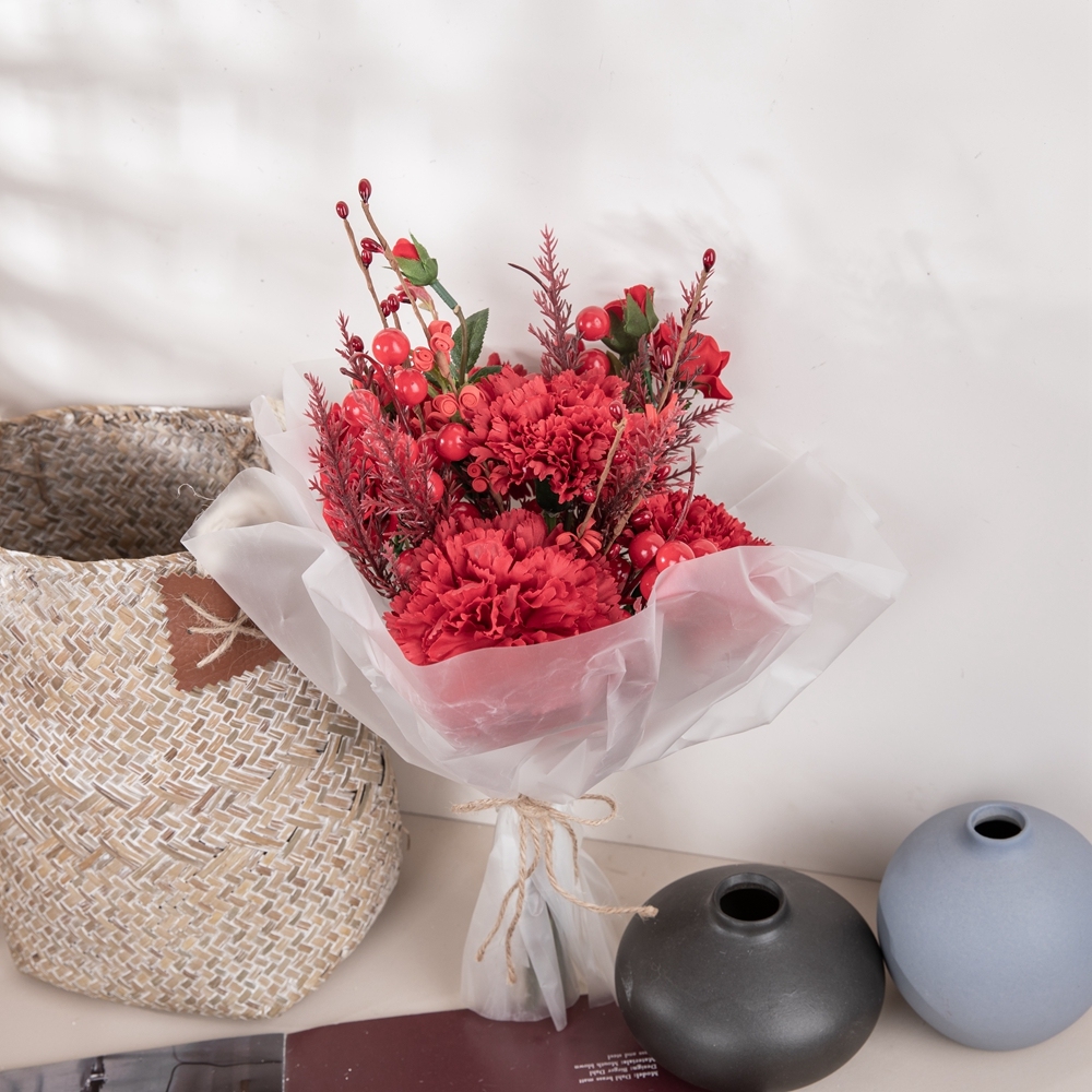 CF01172 Artificial Carnation Rose Bouquet New Design Decorative Flowers and Plants