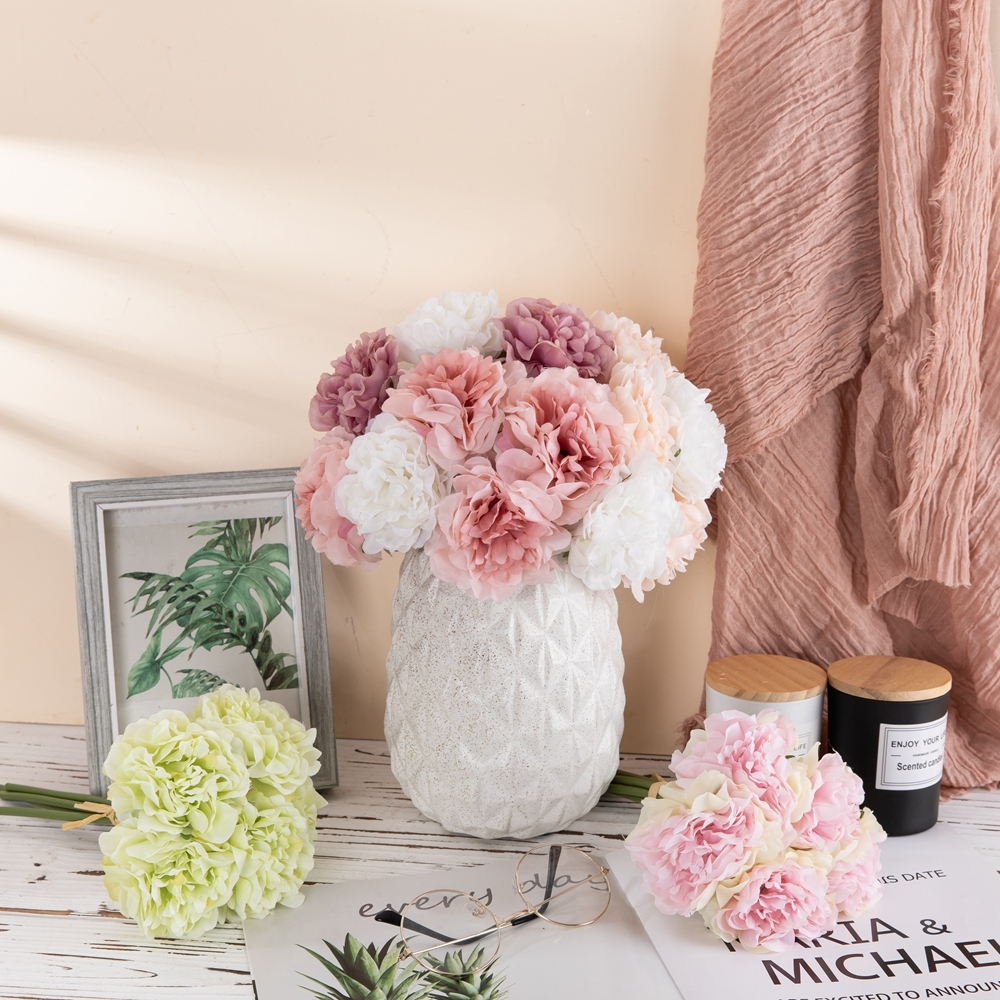 GF14921B High Quality Silk Cloth Artificial Real Touch peony Flowers For Wedding Bouquet Outdoor Artificial Flower peony