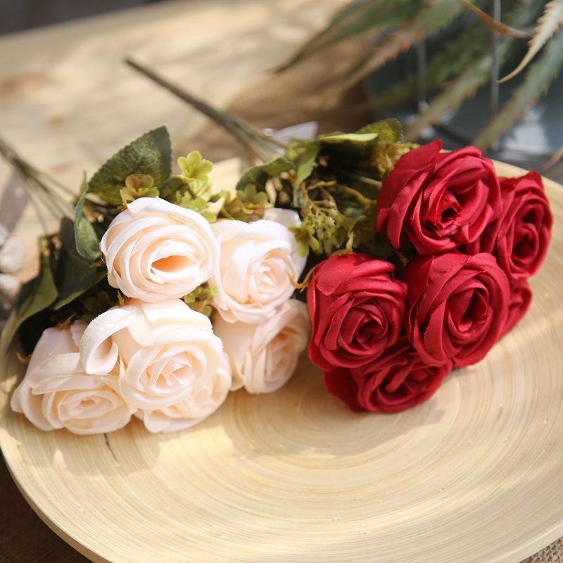 MW46959 Wedding Bridal Bouquet Wholesale Artificial Flower Bundle Simulated Silk Rose Bunch