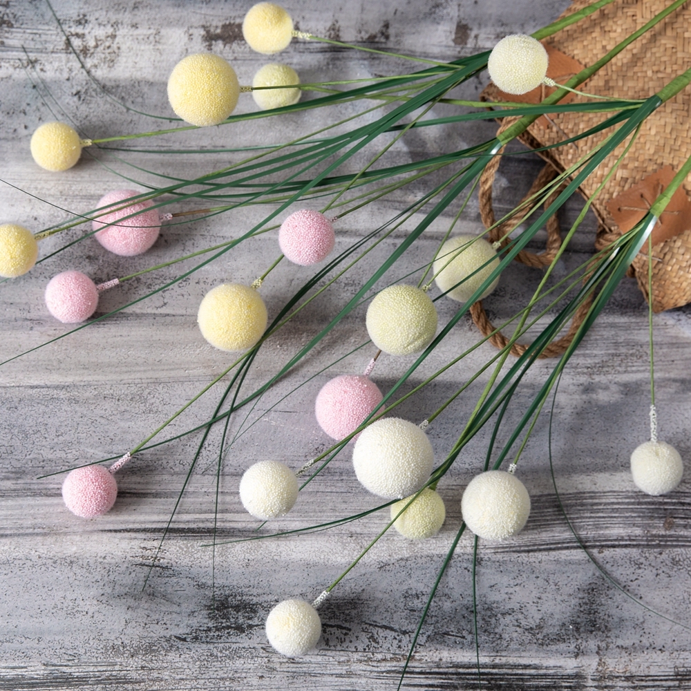 MW61218 New Design Wholesale Artificial Flower Onion Grass with Foam Balls Dandelion for Easter Day Home Kitchen Wedding Decor