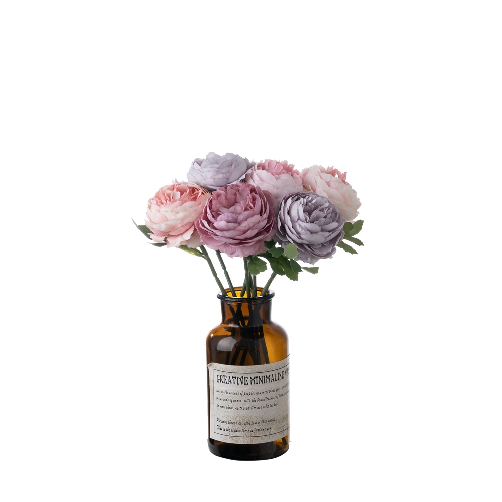 MW57892 Simulated Handmade Silk Tea Roses Flowers Long Stem Artificial Camellia Flower