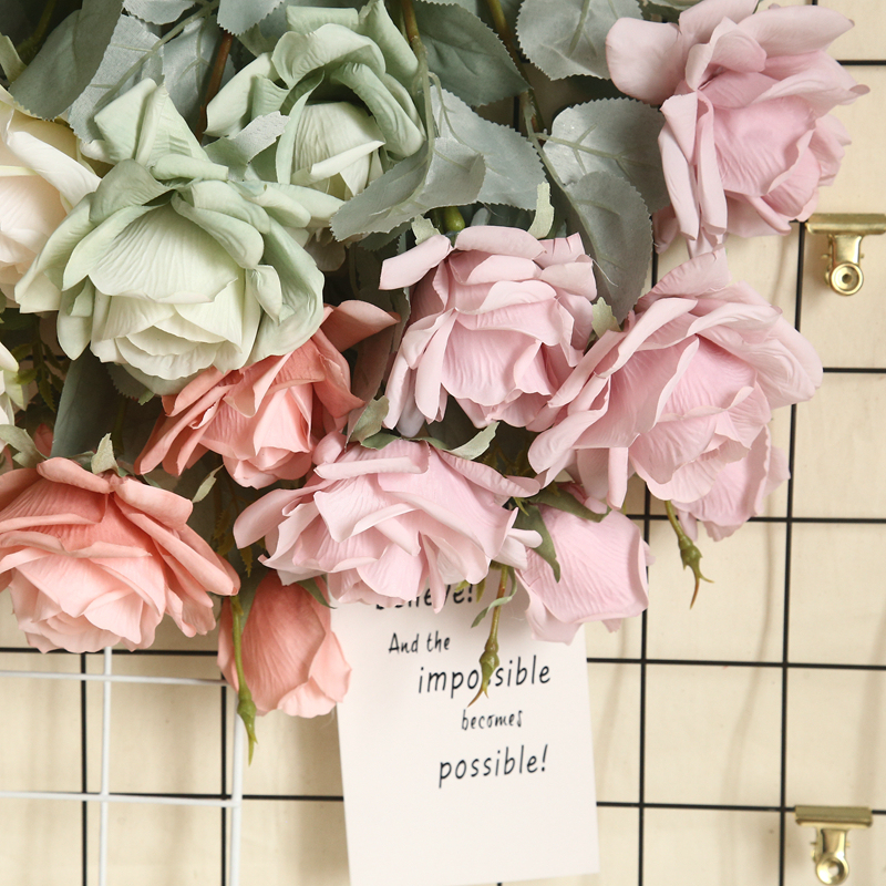 MW64233 High Quality Artificial Flower Six Color With 2 Head And One Bud Rose Single Stem For Mother's Day gift