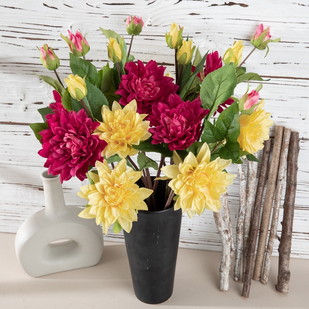 MW40356 Hot Selling Artificial Flower Silk Flower Stems Artificial Dahlia Flowers For Wedding Decoration