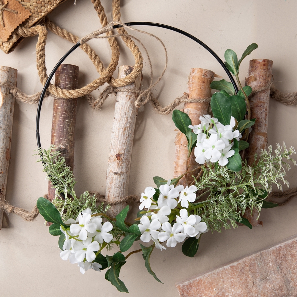 CF01240 Artificial snow cherry blossom artemisia grass half garland wall hanging for Wedding Decoration Background