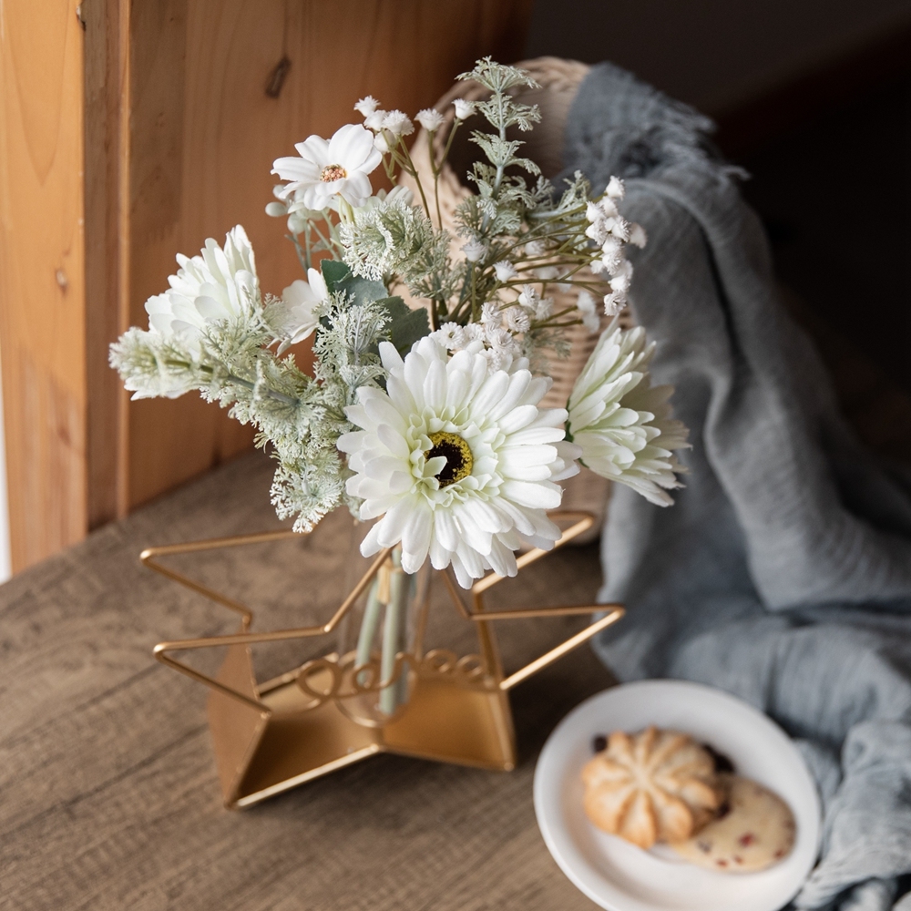 CF01105 Artificial Flower Bouquet Gerbera Wild Chrysanthemum Gypsophila New Design Flower Wall Backdrop