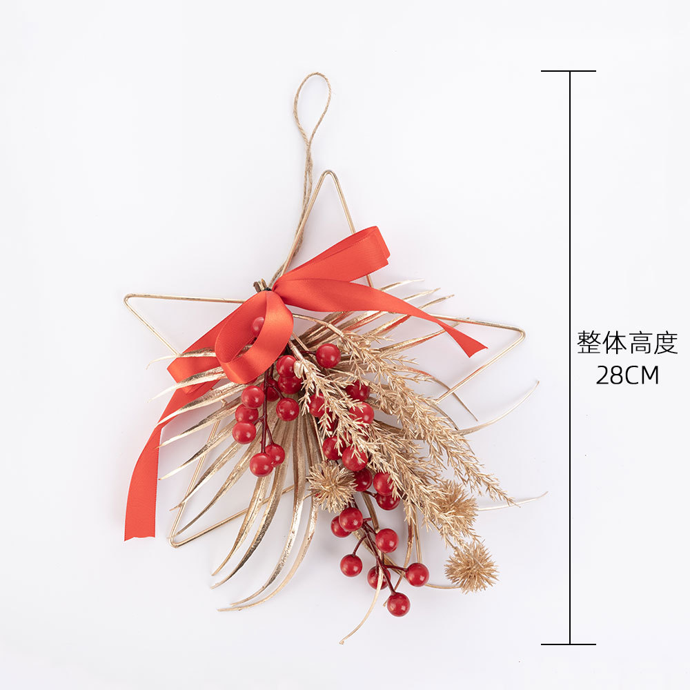 CF01087 Artificial Berry Sansevieria Star Wreath Wall Hanging New Design Christmas Decoration