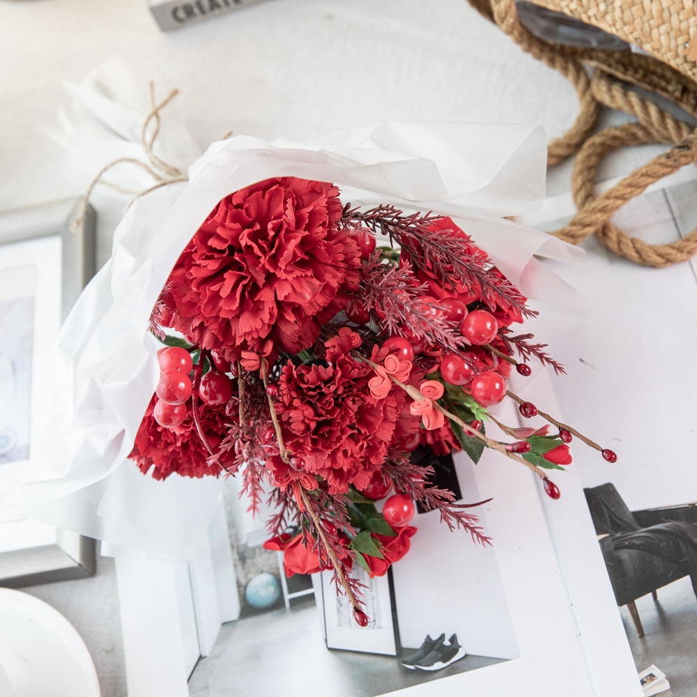 CF01172 Artificial Carnation Rose Bouquet New Design Decorative Flowers and Plants