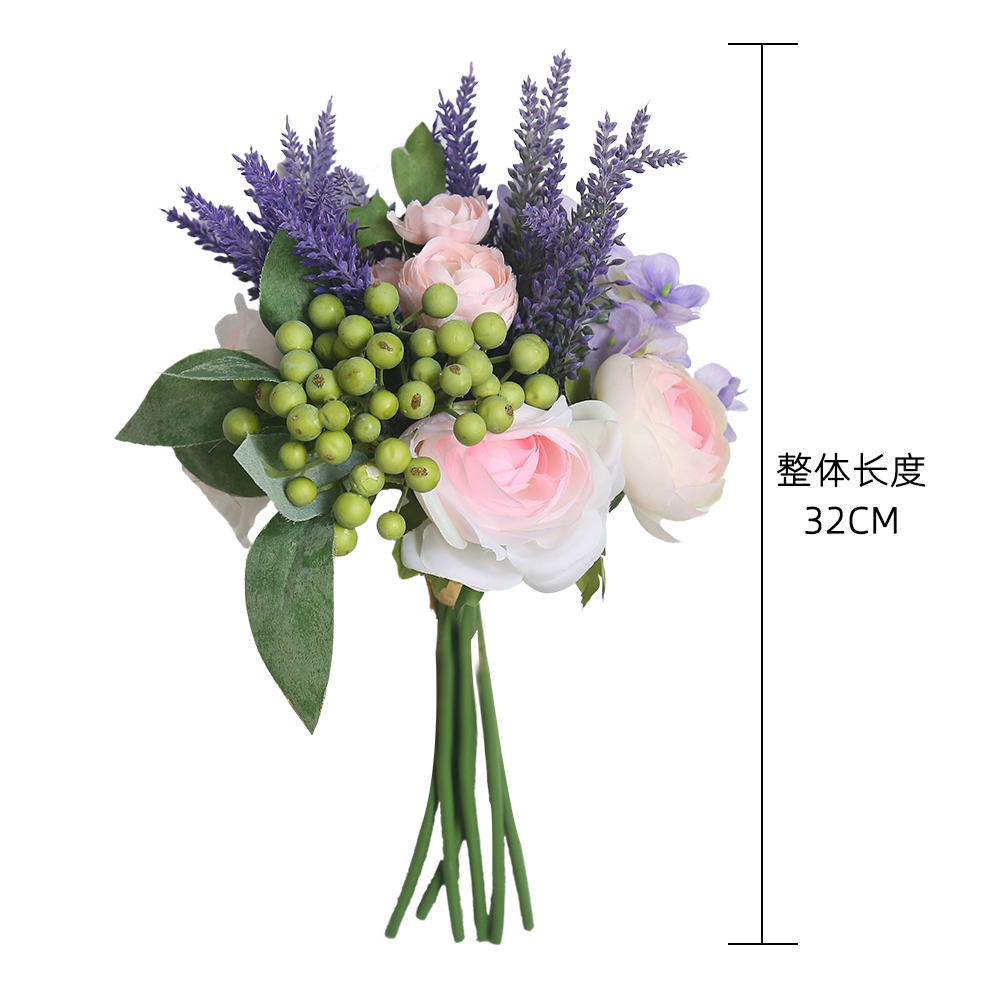 DY1-2320 Hot Sale Artificial Silk Rose Peony Ranunculus Bunch for Garden Wedding Decoration