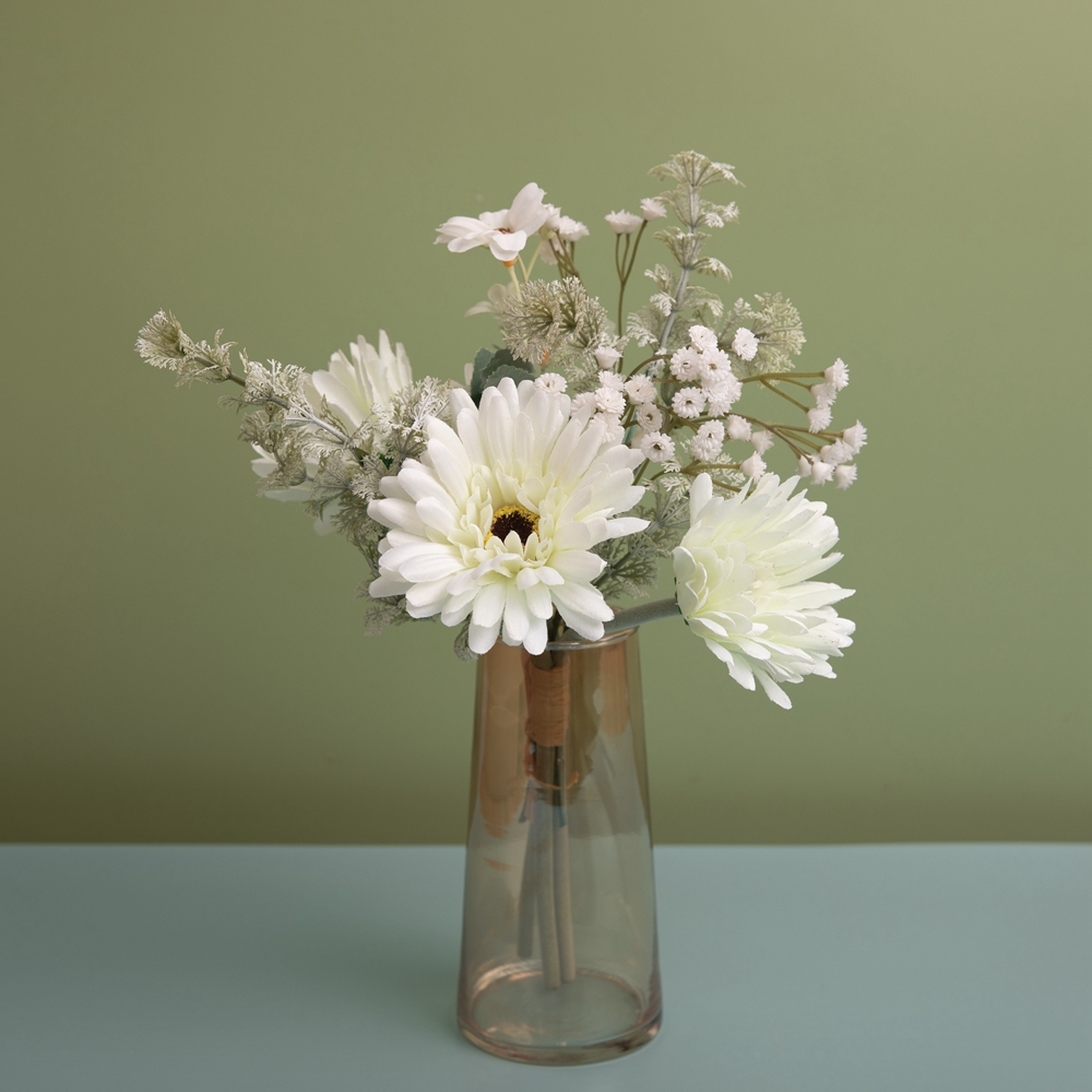 CF01105 Artificial Flower Bouquet Gerbera Wild Chrysanthemum Gypsophila New Design Flower Wall Backdrop