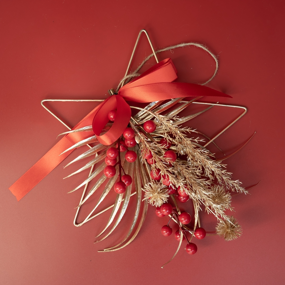 CF01087 Artificial Berry Sansevieria Star Wreath Wall Hanging New Design Christmas Decoration