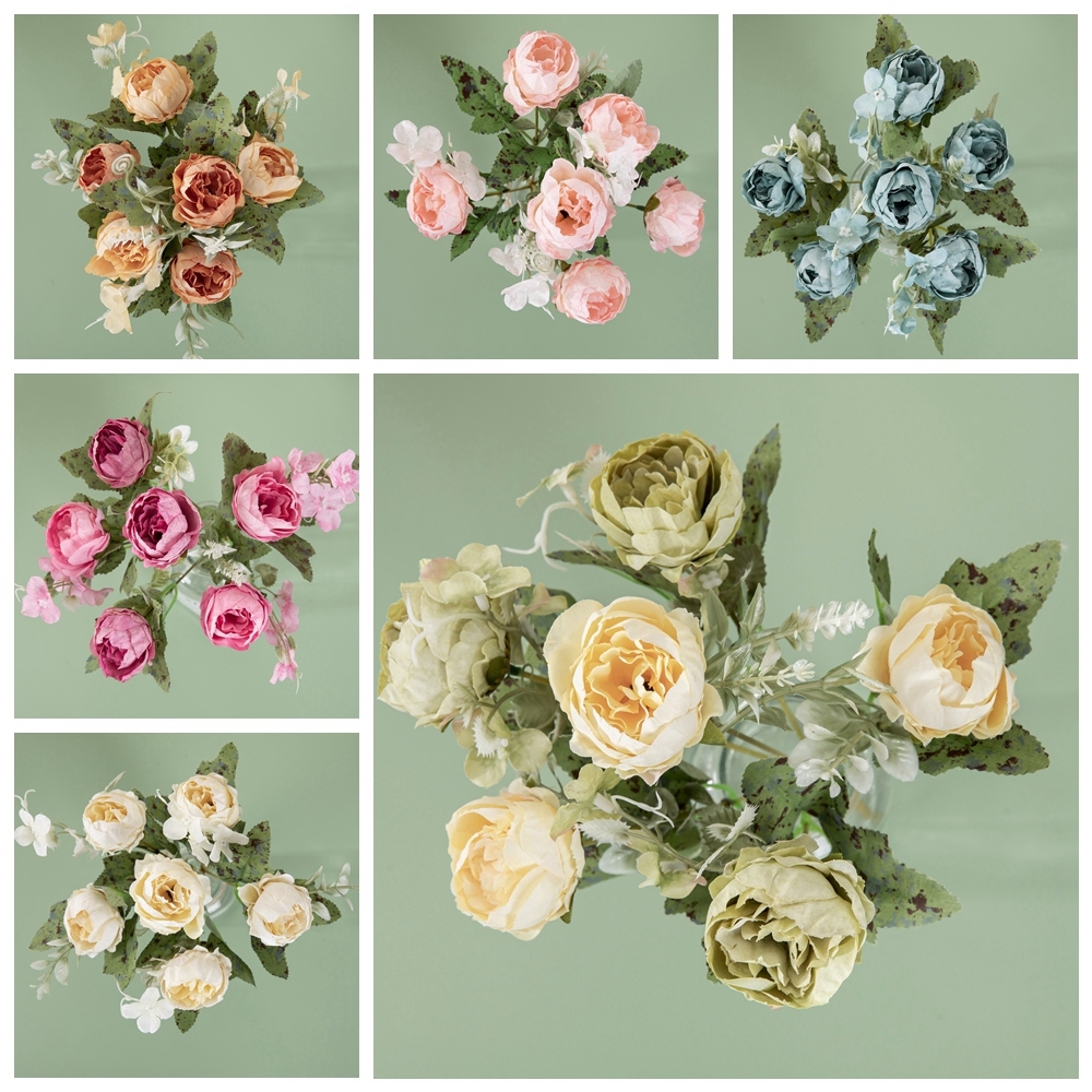 MW55503 High Quality Artificial Flower Bouquet Artifical Silk Peony For Mother's Day gift