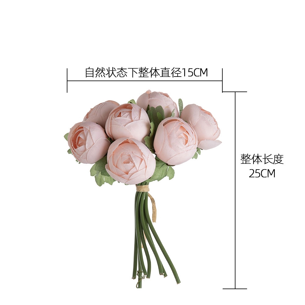 GF16396 New Design Artificial Flower Bouquet silk Ranunculus Polychromatic Flower Bouquet For Wedding Supplies