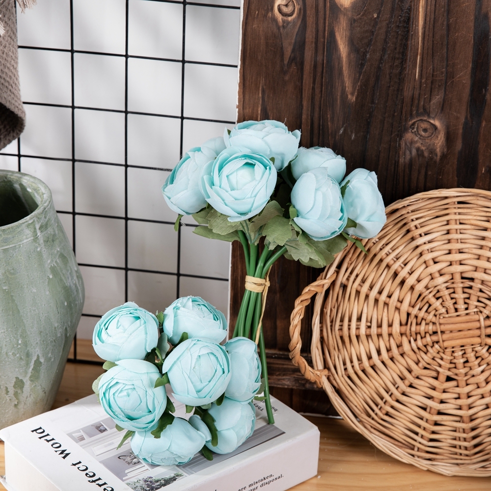 GF16396 New Design Artificial Flower Bouquet silk Ranunculus Polychromatic Flower Bouquet For Wedding Supplies