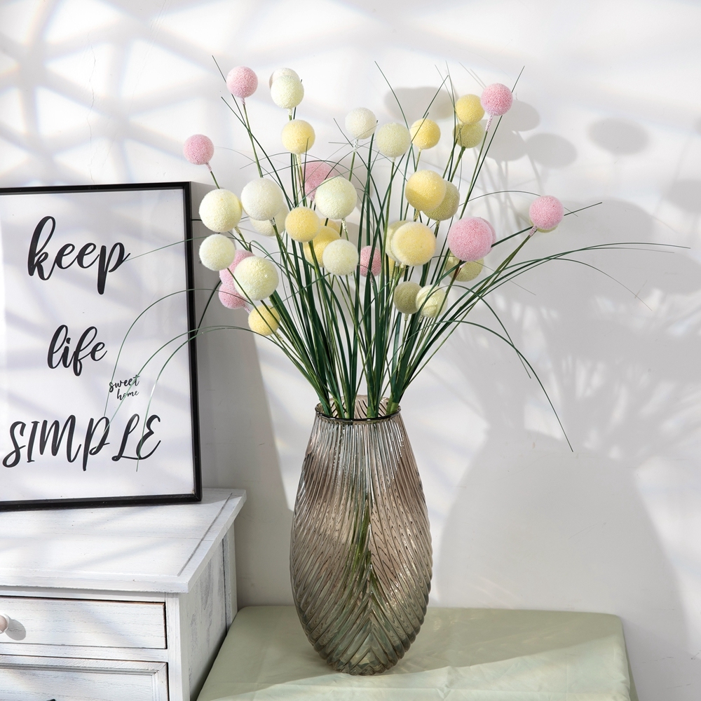MW61218 New Design Wholesale Artificial Flower Onion Grass with Foam Balls Dandelion for Easter Day Home Kitchen Wedding Decor