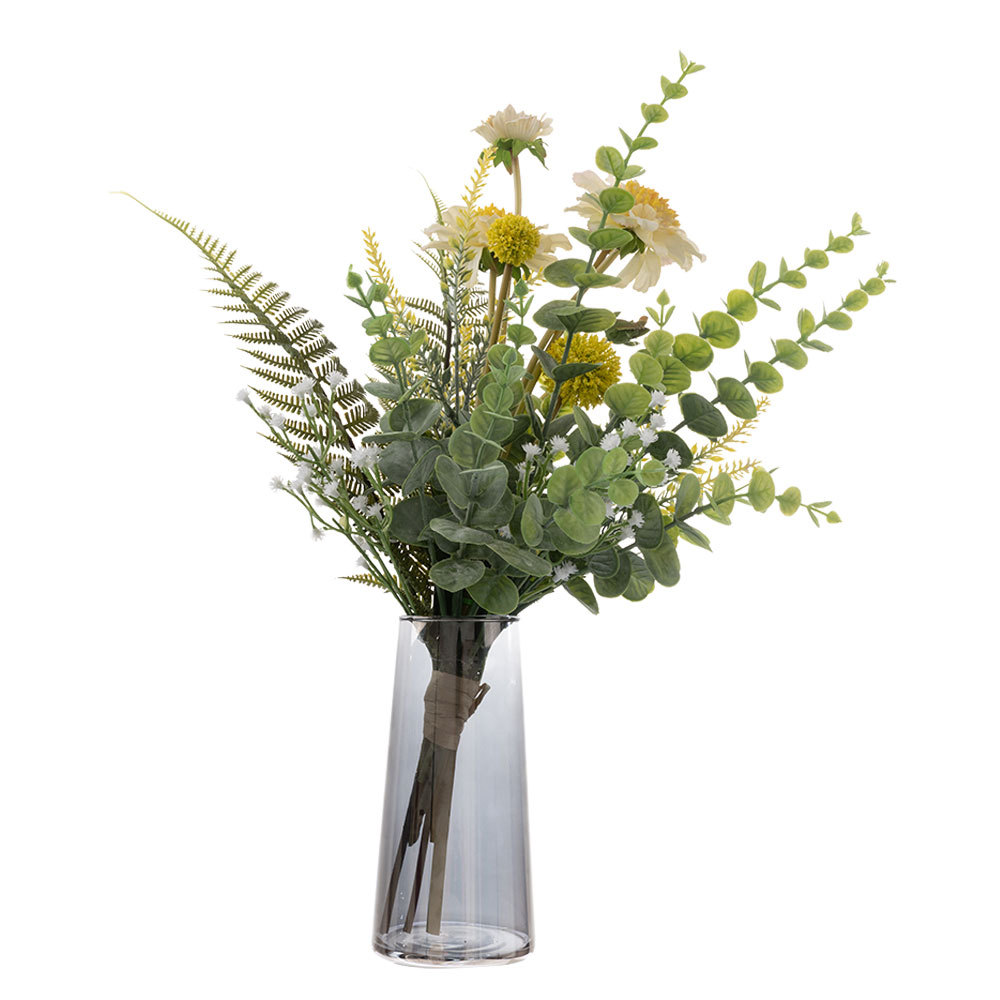 CF01049 Popular Artificial Flower Bouquet Fabric Windmill Orchid Plastic Eucalyptus For Decorative Flower