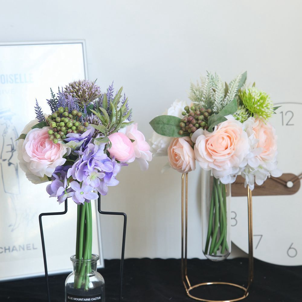 DY1-2320 Hot Sale Artificial Silk Rose Peony Ranunculus Bunch for Garden Wedding Decoration