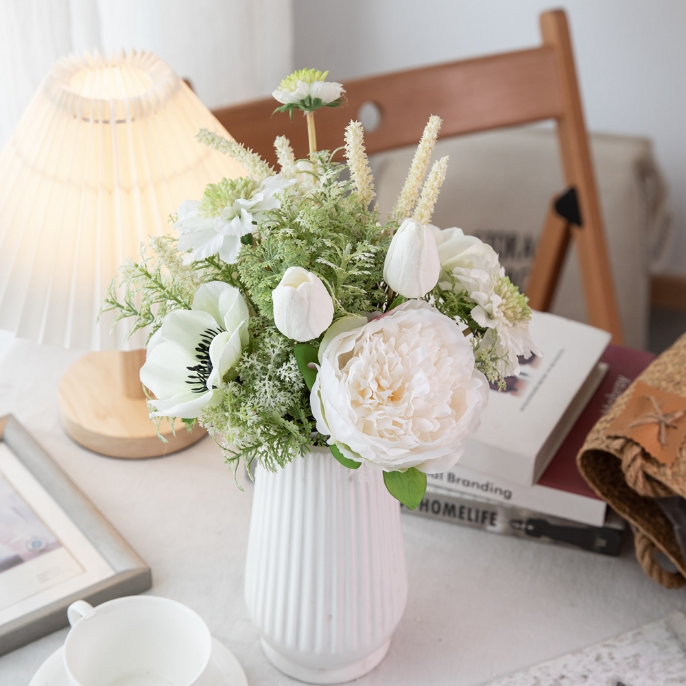 CF01186 Artificial Peony Camellia Windmill Tulip Bouquet New Design Valentine's Day gift Bridal Bouquet