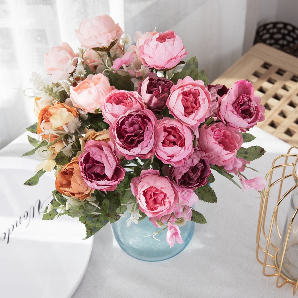 MW55503 High Quality Artificial Flower Bouquet Artifical Silk Peony For Mother's Day gift