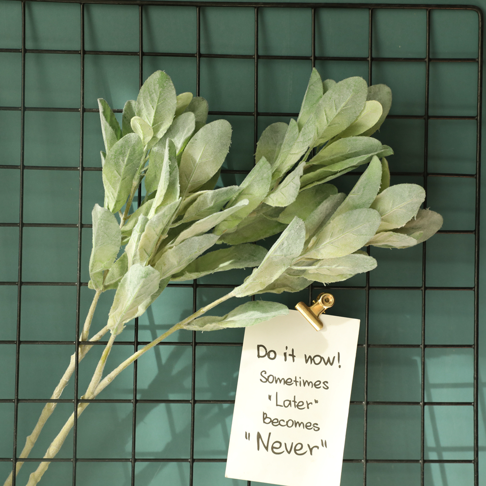 DY1-3126 Hot Selling Artificial Flower Plant nature greenery leaves with flocking For Wedding Decoration