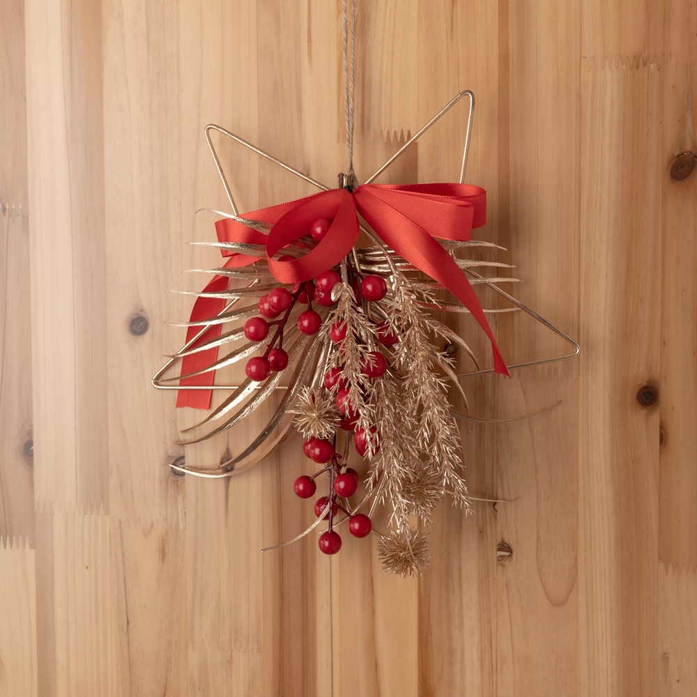 CF01087 Artificial Berry Sansevieria Star Wreath Wall Hanging New Design Christmas Decoration