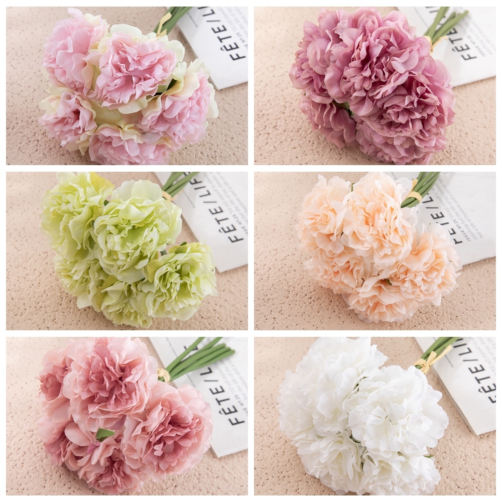 GF14921B High Quality Silk Cloth Artificial Real Touch peony Flowers For Wedding Bouquet Outdoor Artificial Flower peony