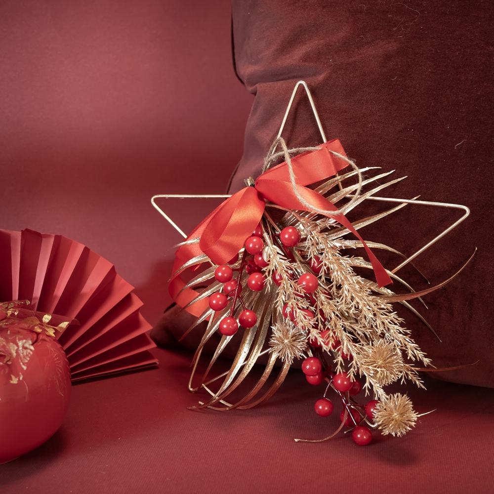 CF01087 Artificial Berry Sansevieria Star Wreath Wall Hanging New Design Christmas Decoration