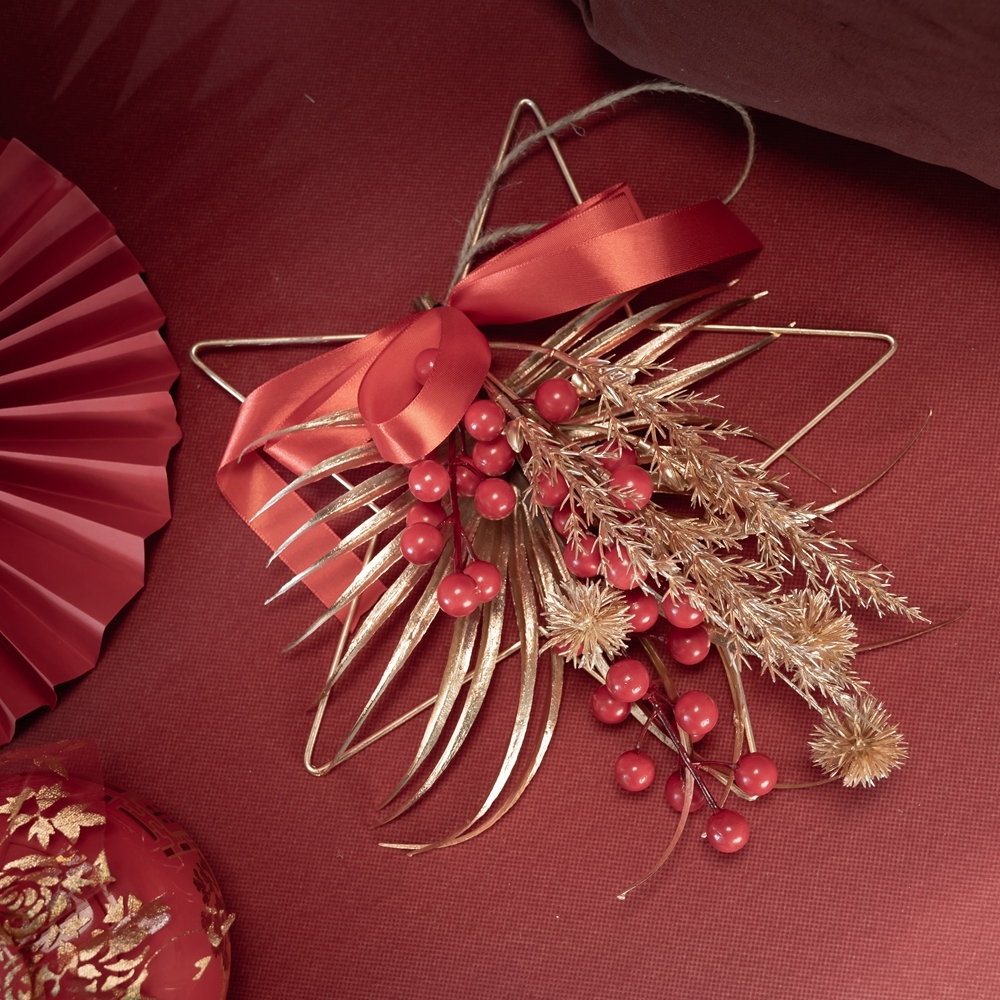 CF01087 Artificial Berry Sansevieria Star Wreath Wall Hanging New Design Christmas Decoration