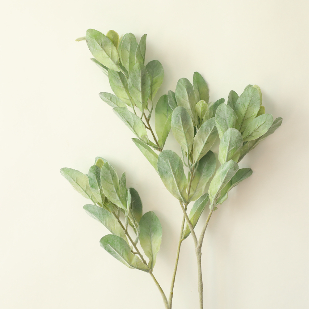 DY1-3126 Hot Selling Artificial Flower Plant nature greenery leaves with flocking For Wedding Decoration