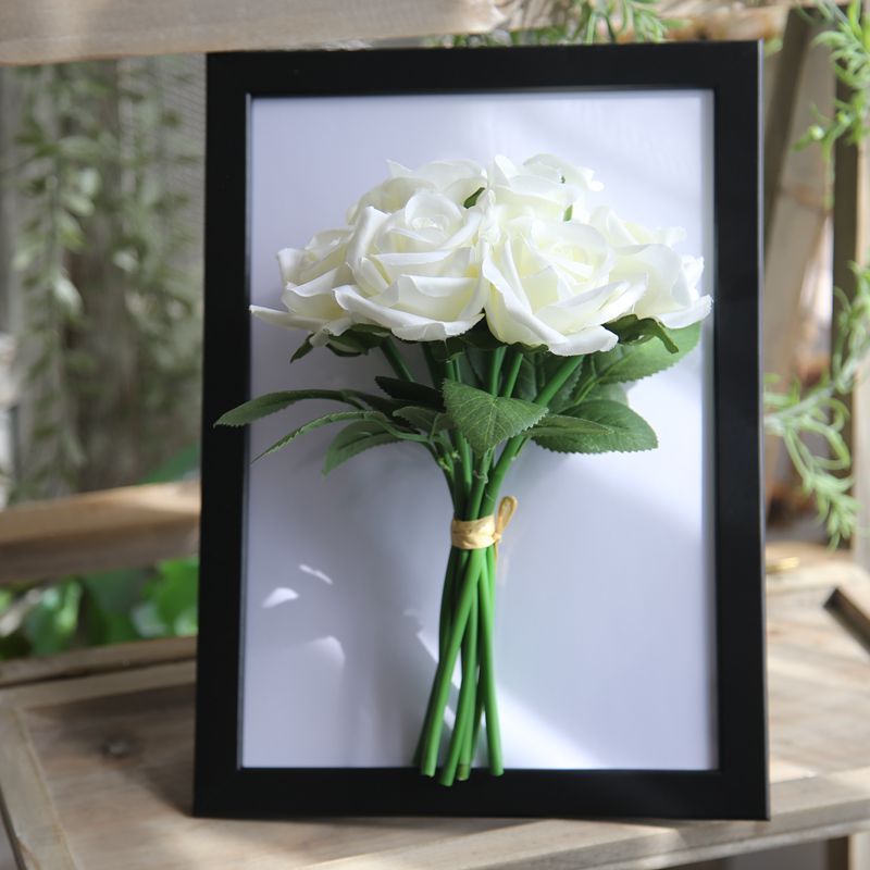 GF12504 Wholesale Artificial Flower Bouquet 9Heads Red Rose For Wedding Decoration