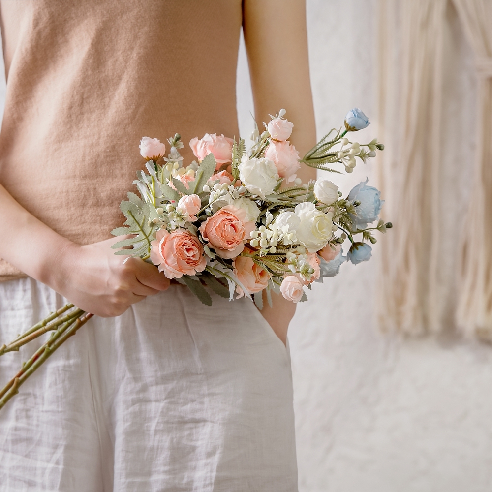 MW83112 Artificial Flower Fabric Rose Stem In stock Low MOQ Ranuculus for Baby Shower Home Wedding Spring Decor
