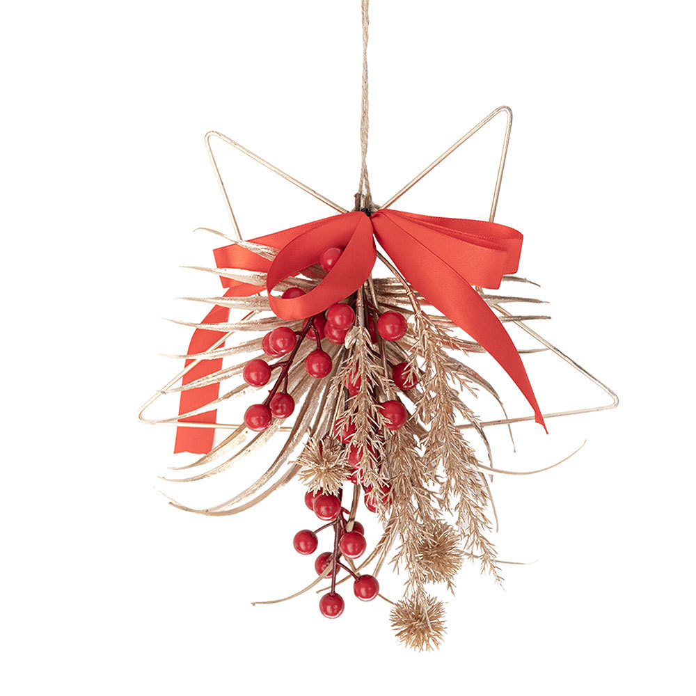 CF01087 Artificial Berry Sansevieria Star Wreath Wall Hanging New Design Christmas Decoration