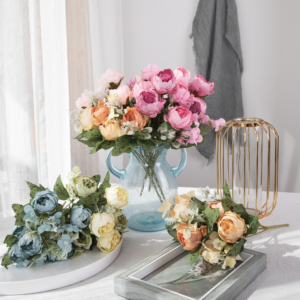 MW55503 High Quality Artificial Flower Bouquet Artifical Silk Peony For Mother's Day gift