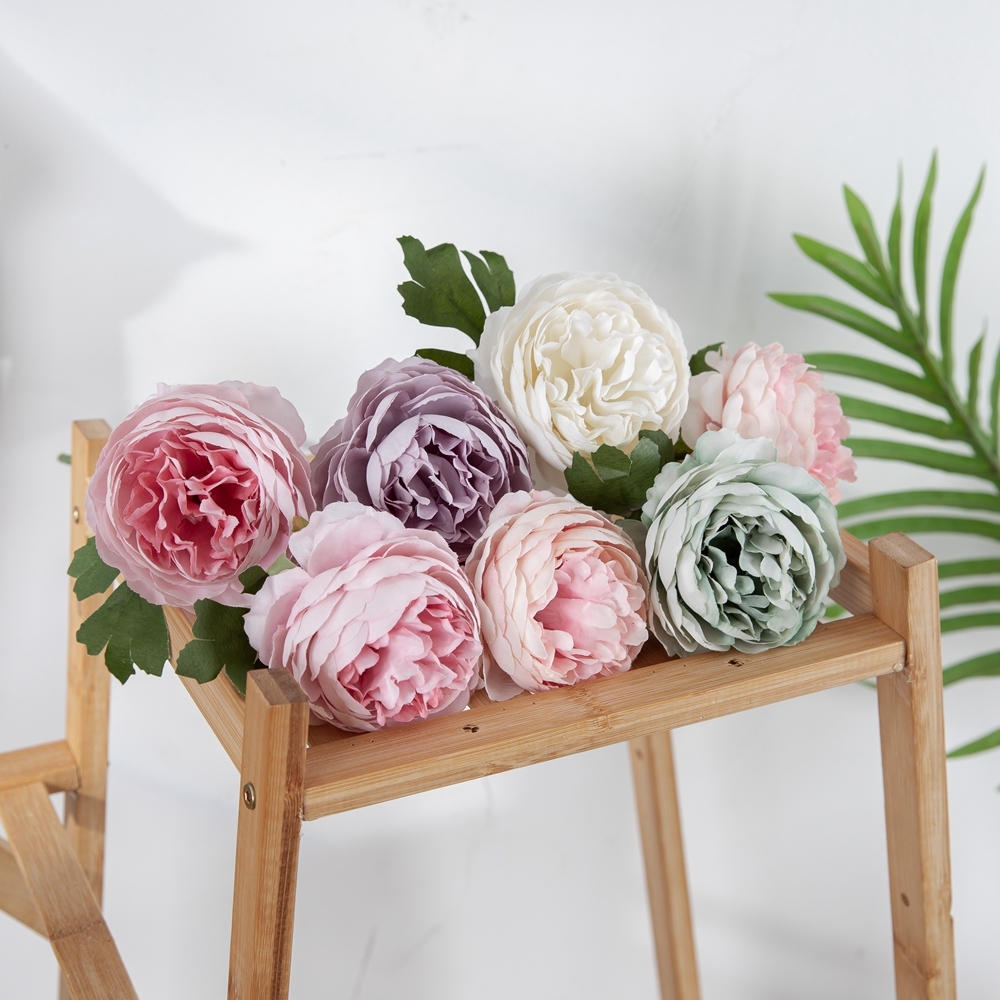 MW57892 Simulated Handmade Silk Tea Roses Flowers Long Stem Artificial Camellia Flower
