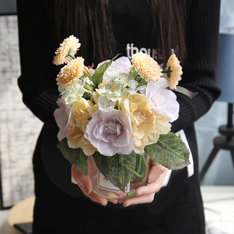 DY1-806A Hot Sale Artificial Flower Bouquet Artifical Silk Rose For Decorative Flowers and Plants