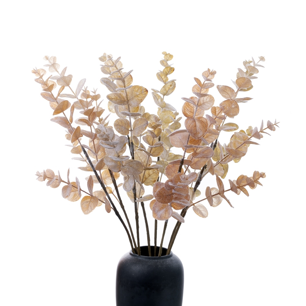 MW09108 Artificial Flocking Eucalyptus Leaves Stems Leaf Branches for Home Office Flowers Bouquet Centerpiece Wedding Decor