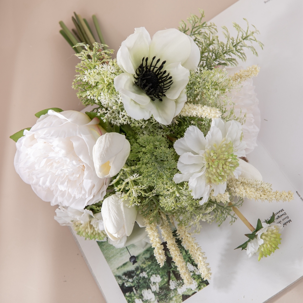 CF01186 Artificial Peony Camellia Windmill Tulip Bouquet New Design Valentine's Day gift Bridal Bouquet