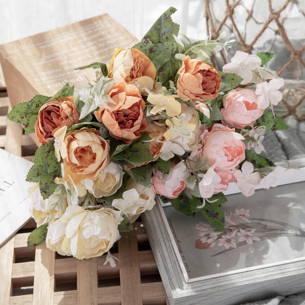 MW55503 High Quality Artificial Flower Bouquet Artifical Silk Peony For Mother's Day gift