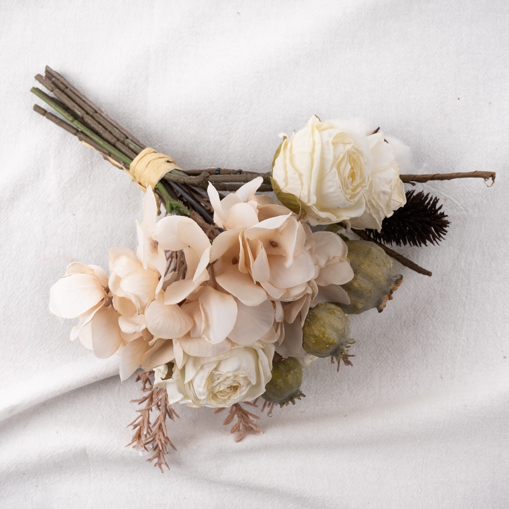CF01004 Artificial Flower Bouquet Rose Hydrangea Poppy Cheap Wedding Centerpieces