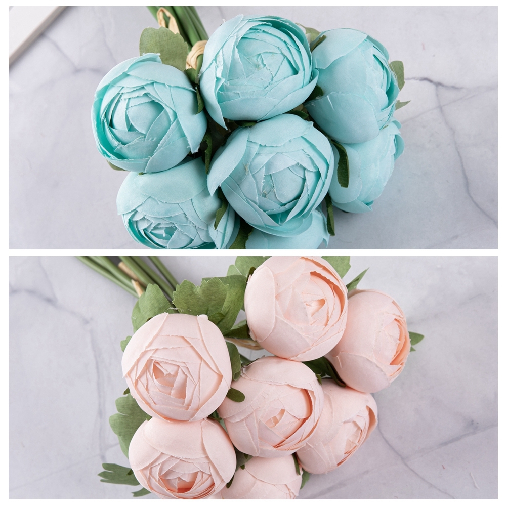 GF16396 New Design Artificial Flower Bouquet silk Ranunculus Polychromatic Flower Bouquet For Wedding Supplies