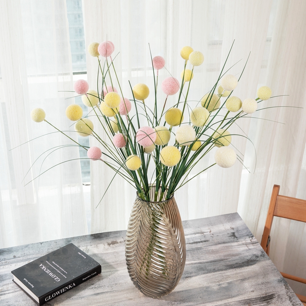 MW61218 New Design Wholesale Artificial Flower Onion Grass with Foam Balls Dandelion for Easter Day Home Kitchen Wedding Decor