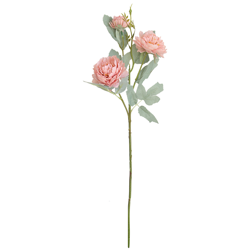 MW64234 Large Silk Artificial Pink Peony Arrangement Three Flowers Bridal Wedding Flower Bouquet