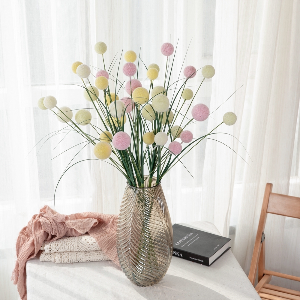 MW61218 New Design Wholesale Artificial Flower Onion Grass with Foam Balls Dandelion for Easter Day Home Kitchen Wedding Decor