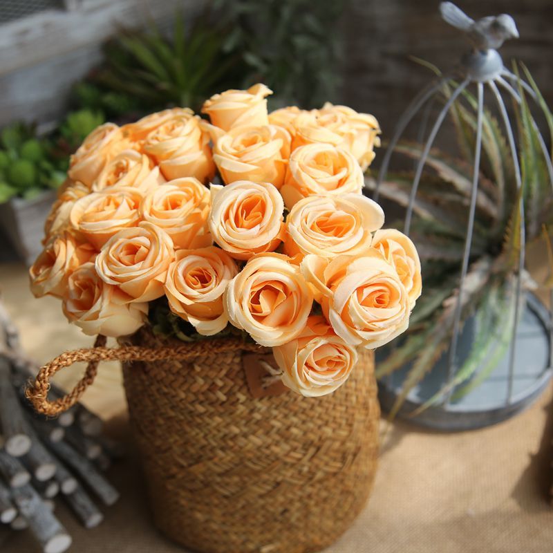 MW46959 Wedding Bridal Bouquet Wholesale Artificial Flower Bundle Simulated Silk Rose Bunch